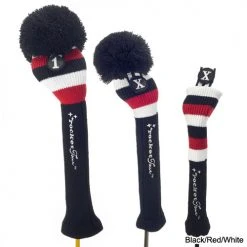 RocketTour Black Base Rugby Stripe Pom Pom Headcover -FAIRWAY GOLF Sales ROC0001 1c