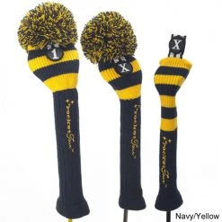 RocketTour Navy Base Rugby Stripe Pom Pom Headcover -FAIRWAY GOLF Sales ROC0016a